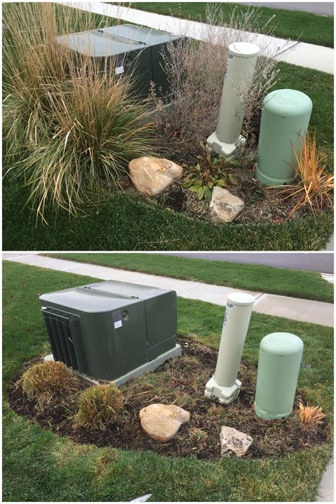 hide green electrical box|landscaping to hide utility box.